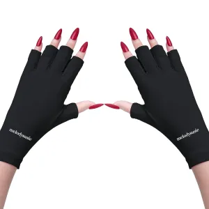 UV Gloves for Gel Nail Lamp, Professional UPF50  UV Protection Gloves for Manicures, Art Skin Care Fingerless Glove for Women Men Protect Hands from Sun and Nail Dryer Harm (Black)