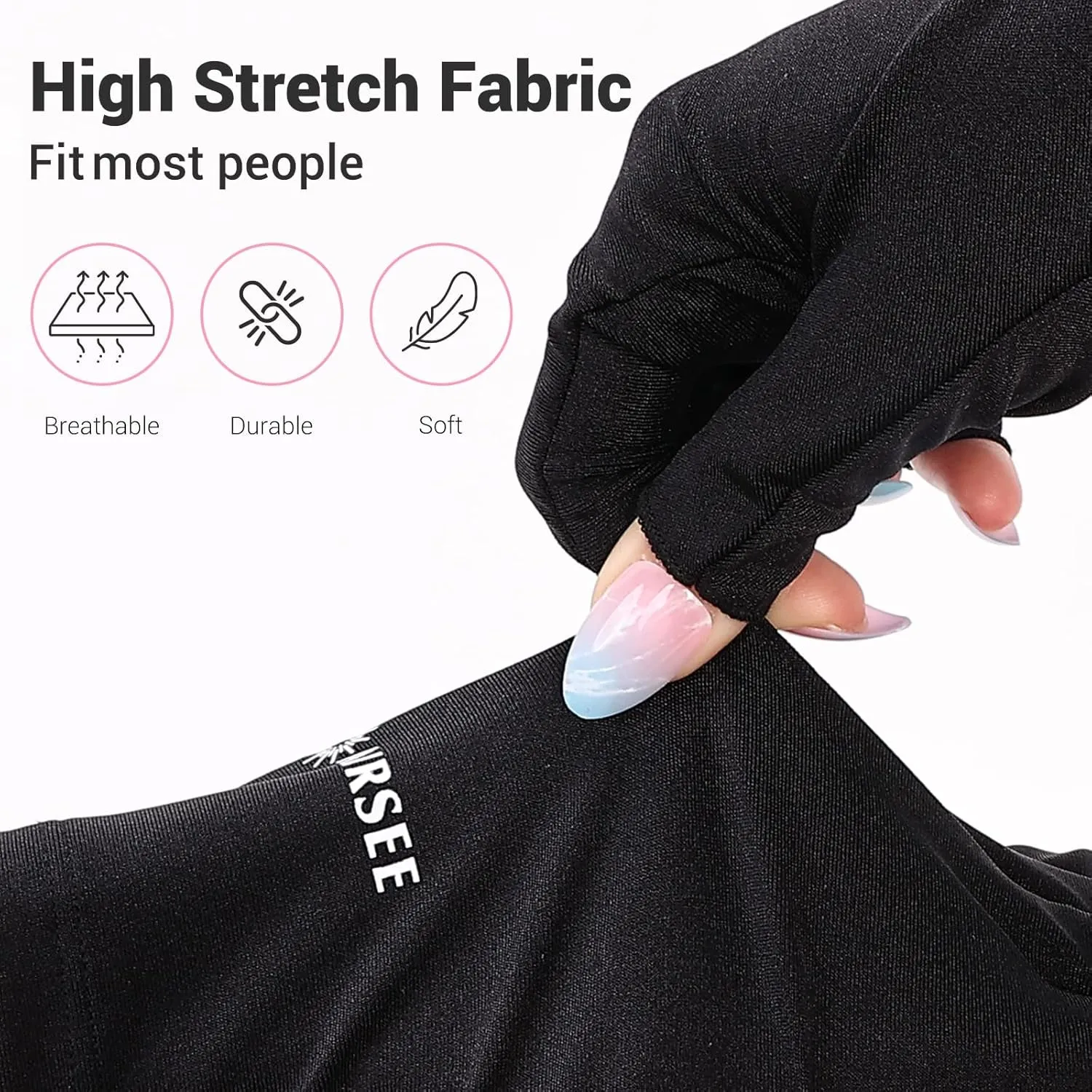 UV Gloves for Nail Lamp,Professional UPF50  UV Protection Gloves for Manicures Nail Art,Fingerless Gloves That Shield Skin from the Sun and Nail Lamp (Black)