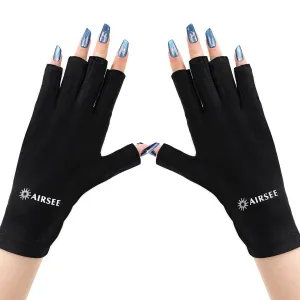 UV Gloves for Nail Lamp,Professional UPF50  UV Protection Gloves for Manicures Nail Art,Fingerless Gloves That Shield Skin from the Sun and Nail Lamp (Black)