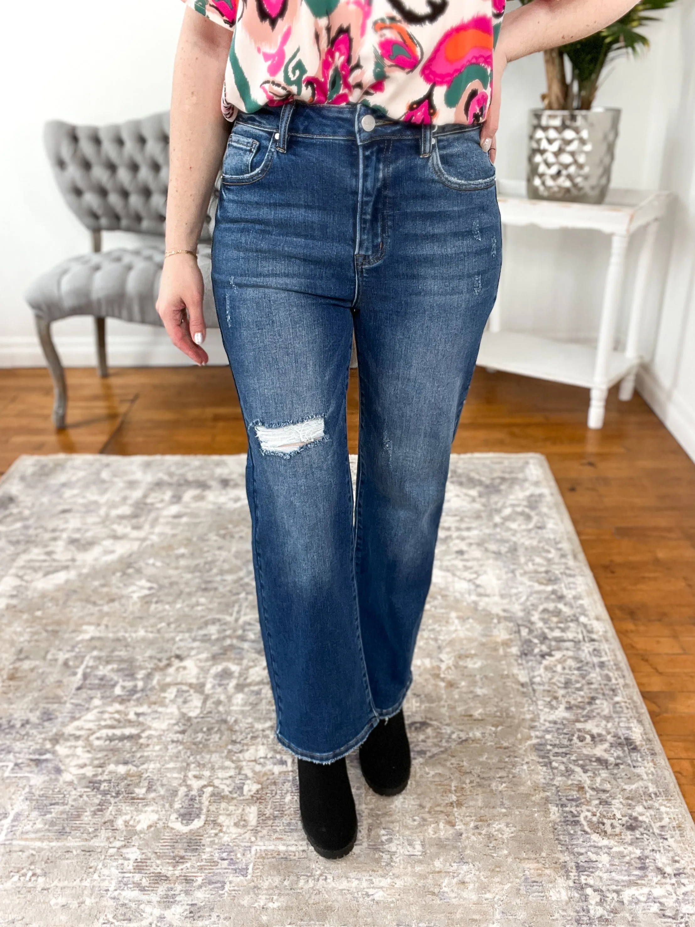 Vanya High Rise Straight Leg Risen Jeans