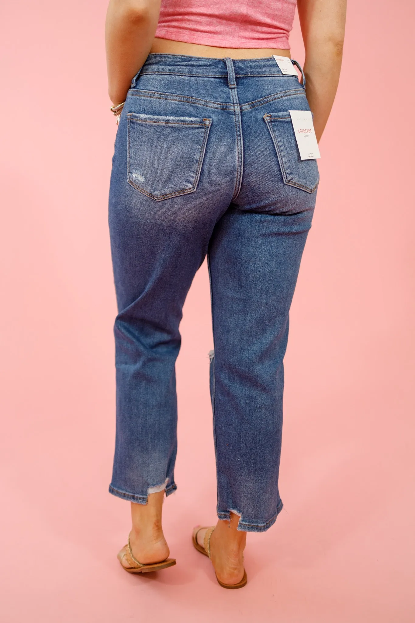 Vervet Dark Devon Distressed Knee Jeans, REG   CURVY