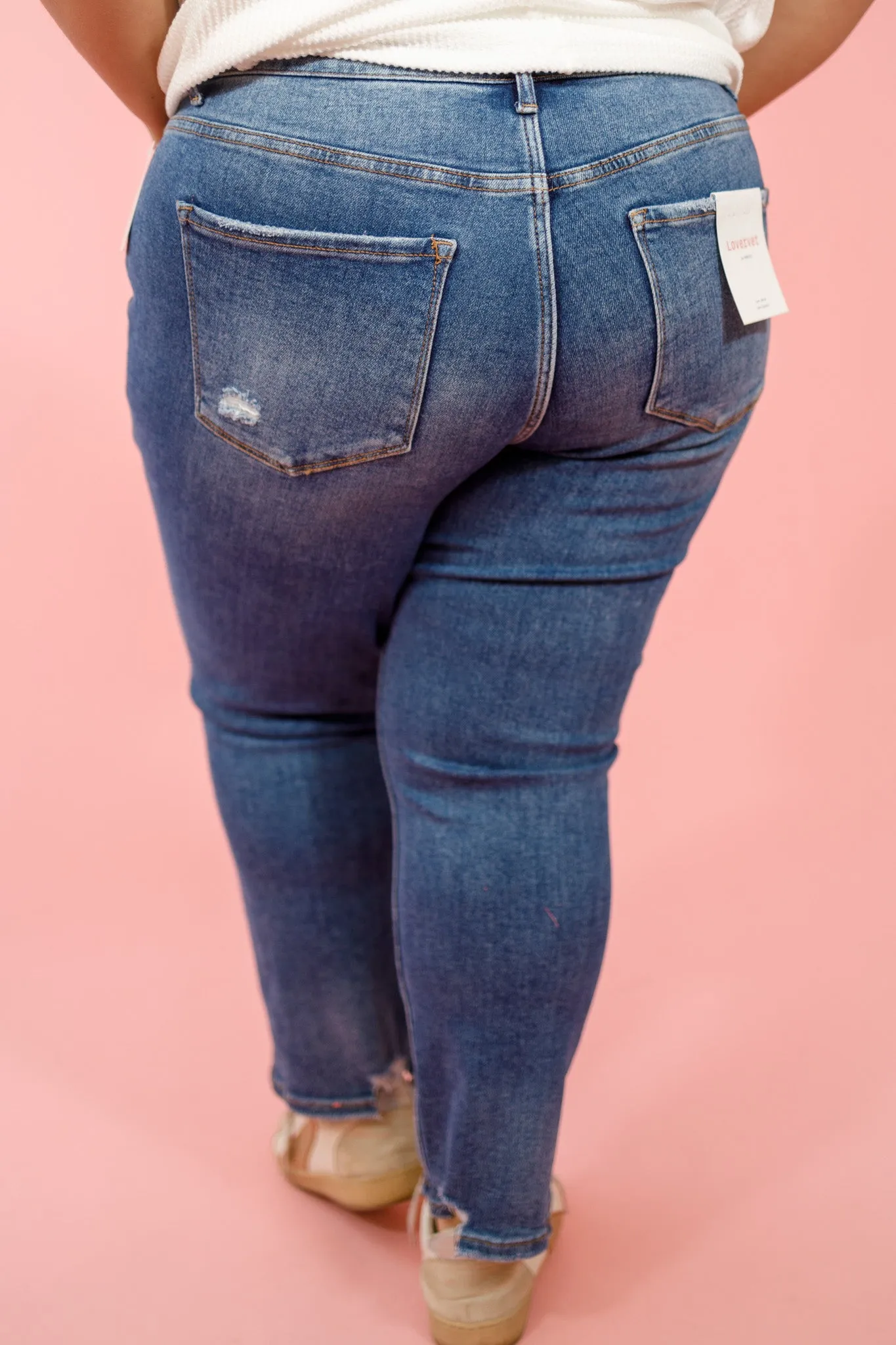 Vervet Dark Devon Distressed Knee Jeans, REG   CURVY