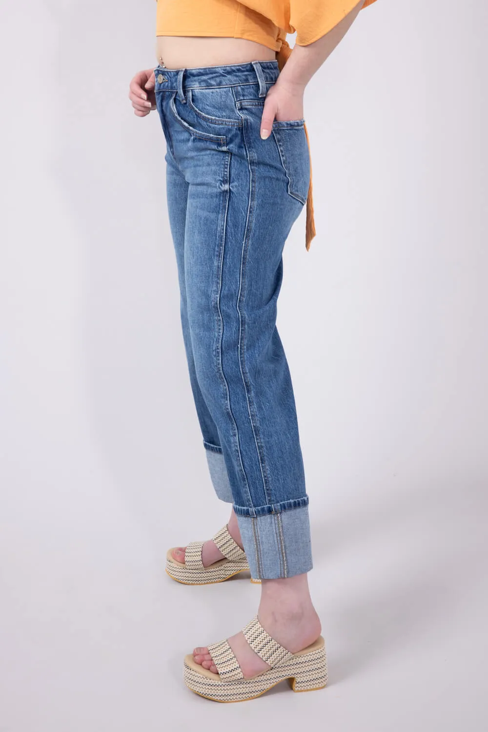 Vervet High Rise Baggy Wide Jeans for Women | T6515D