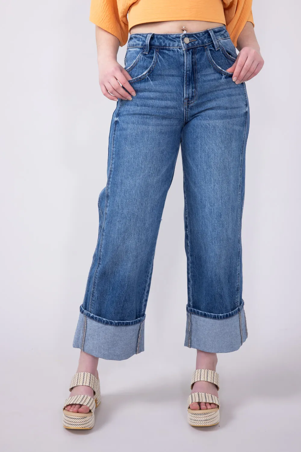 Vervet High Rise Baggy Wide Jeans for Women | T6515D