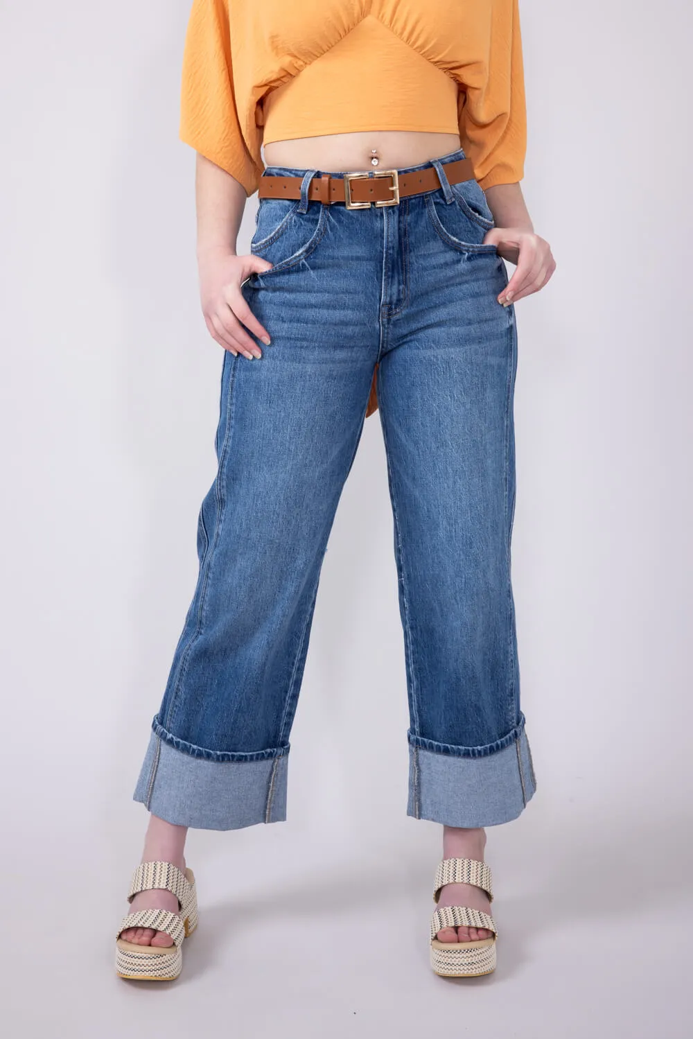 Vervet High Rise Baggy Wide Jeans for Women | T6515D