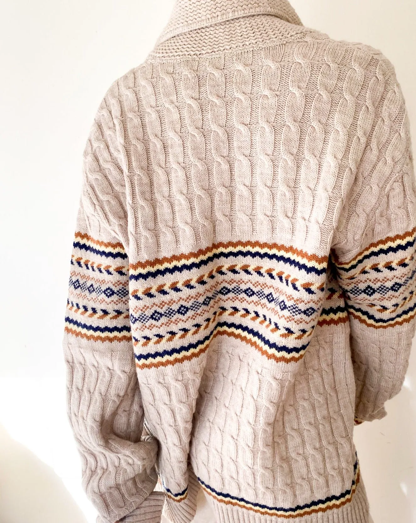 Vintage Beige Fisherman Cardigan