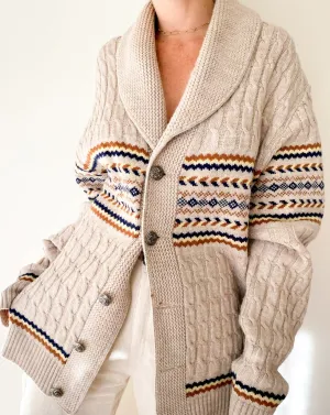 Vintage Beige Fisherman Cardigan