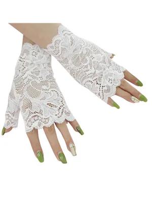 Vintage Elegant Wedding Party Floral Lace Fingerless Gloves
