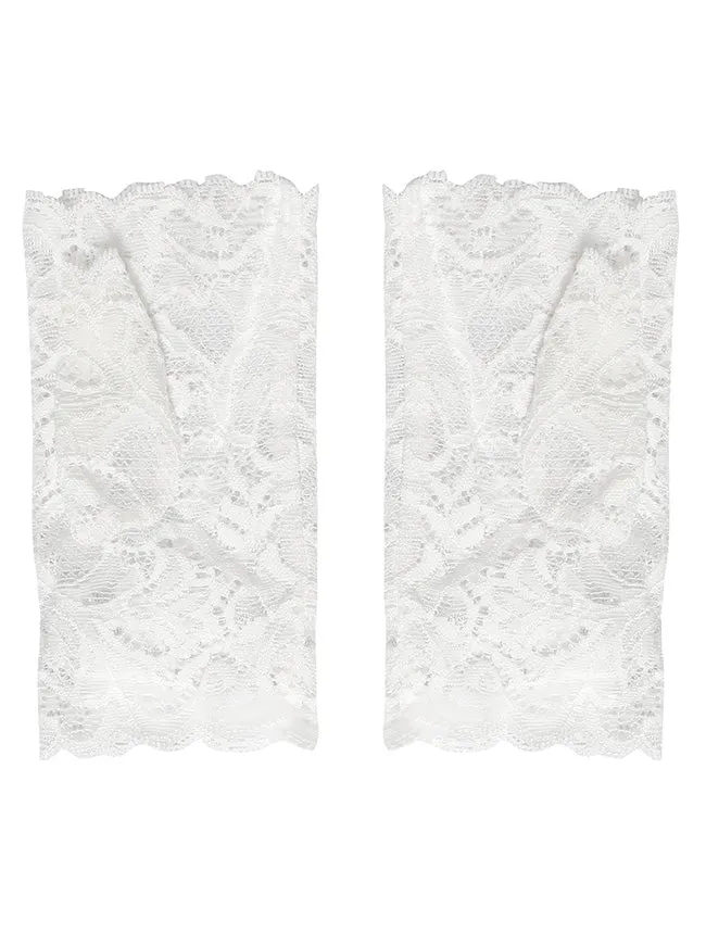 Vintage Elegant Wedding Party Floral Lace Fingerless Gloves