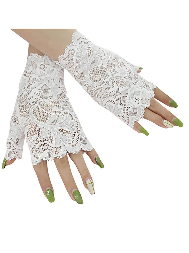 Vintage Elegant Wedding Party Floral Lace Fingerless Gloves