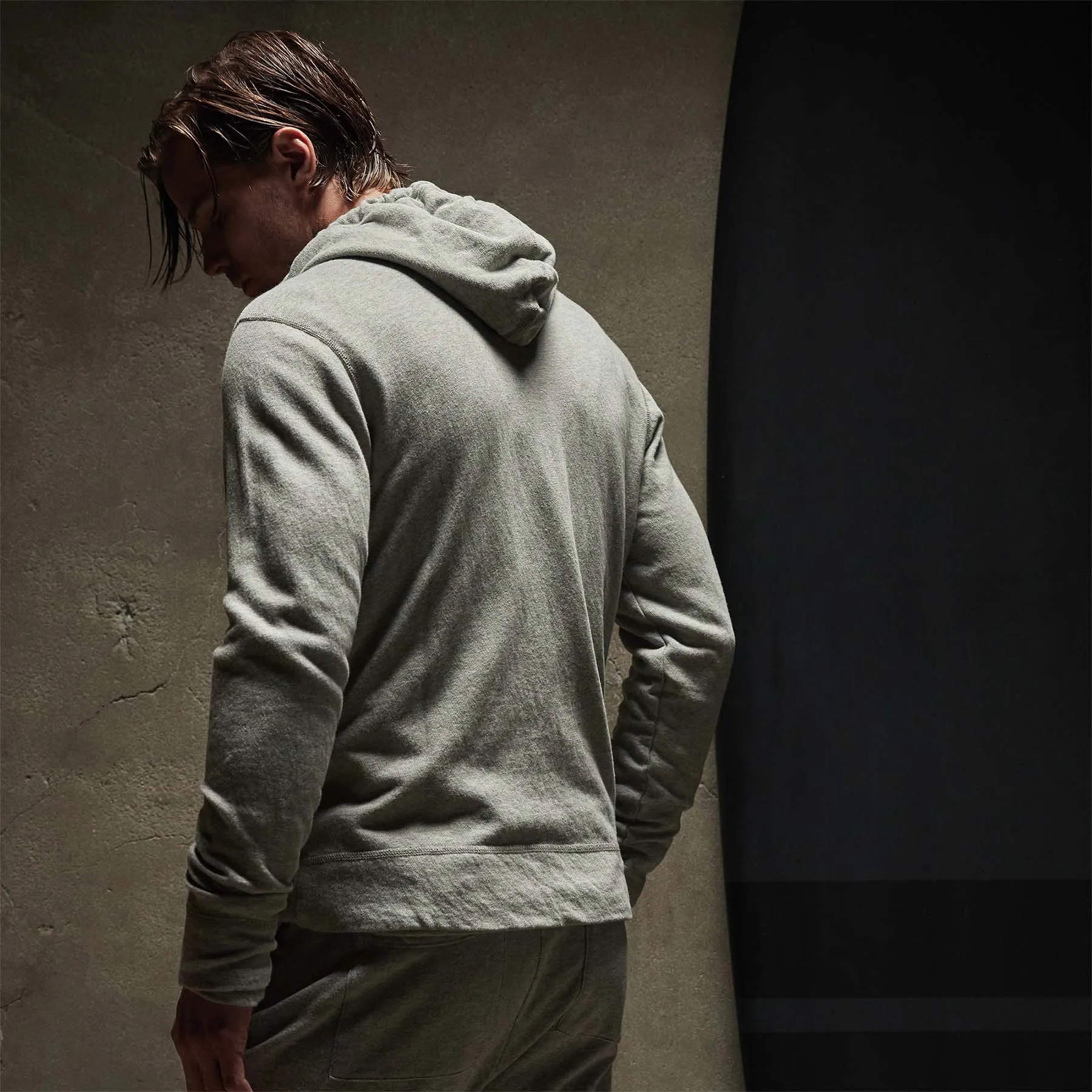 Vintage French Terry Zip Up Hoodie - Heather Grey