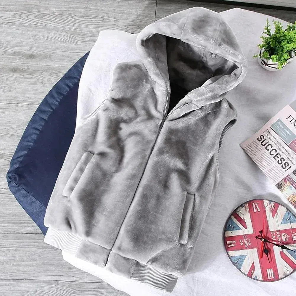 Warm White Wool Vest for Men – Faux Woolen Sleeveless Jacket, Trendy Autumn Winter Waistcoat 2024 C26
