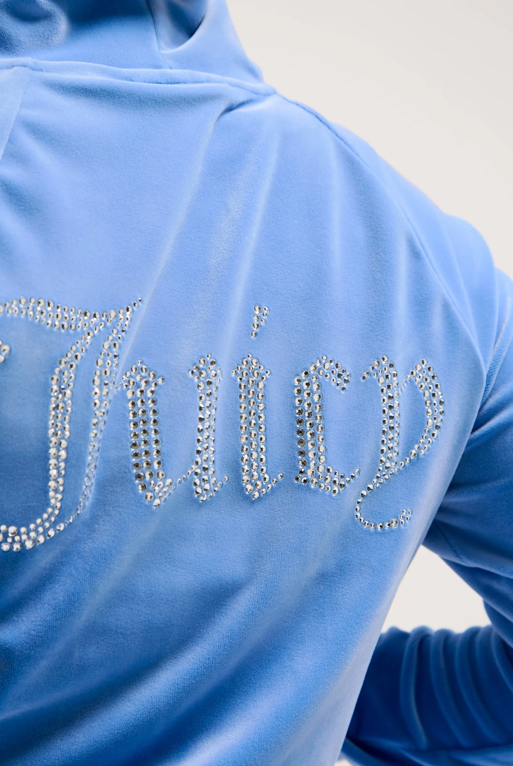 WASHED REGATTA DIAMANTÉ VELOUR ZIP-THROUGH HOODIE