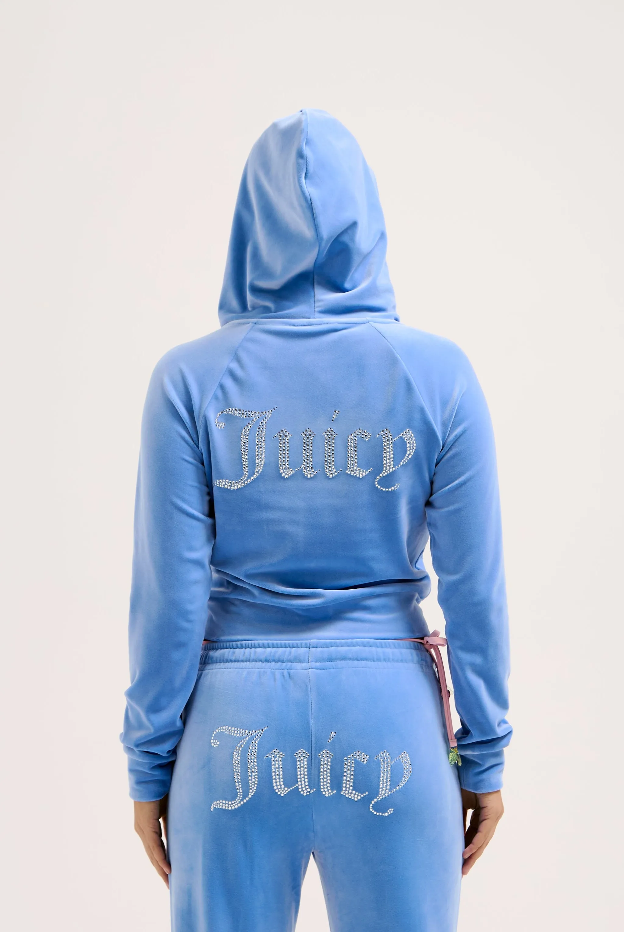 WASHED REGATTA DIAMANTÉ VELOUR ZIP-THROUGH HOODIE