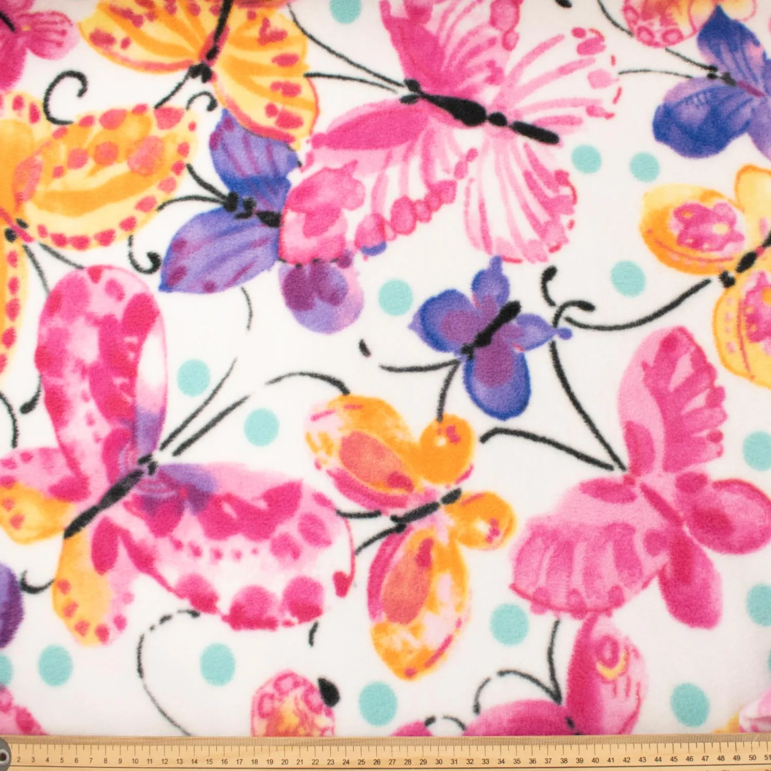 Water Colour Butterflies Printed Polar Fleece Design 109 - 1.28M Panel