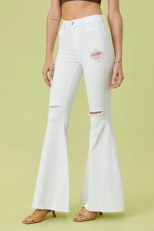 White High Rise Flare