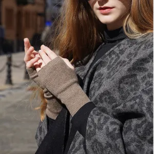 Women 100% Cashmere Gloves Long Fingerless Gloves Winter Warmer Mittens for Ladies