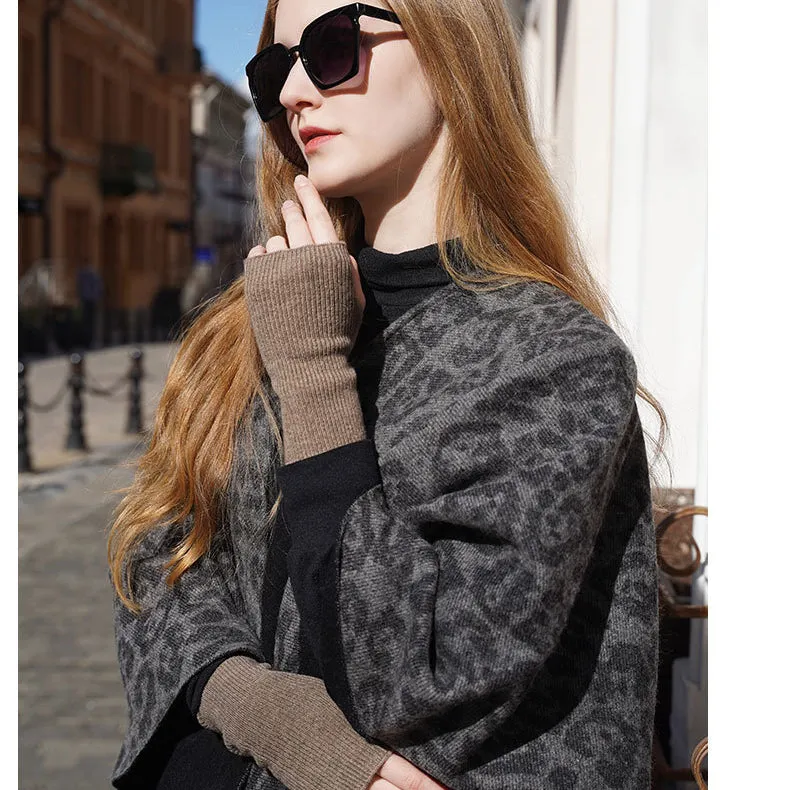 Women 100% Cashmere Gloves Long Fingerless Gloves Winter Warmer Mittens for Ladies