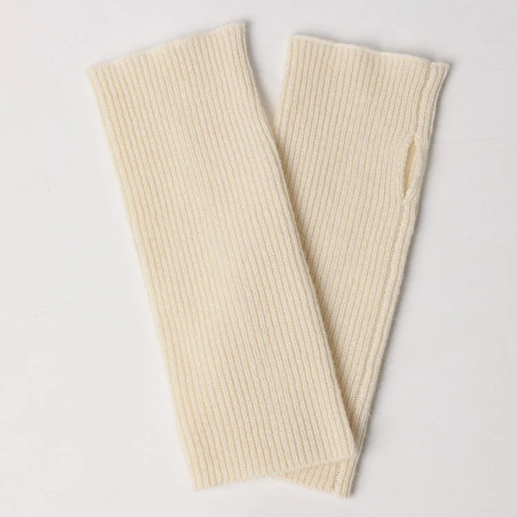 Women 100% Cashmere Gloves Long Fingerless Gloves Winter Warmer Mittens for Ladies