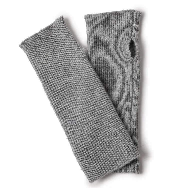 Women 100% Cashmere Gloves Long Fingerless Gloves Winter Warmer Mittens for Ladies