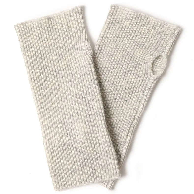 Women 100% Cashmere Gloves Long Fingerless Gloves Winter Warmer Mittens for Ladies