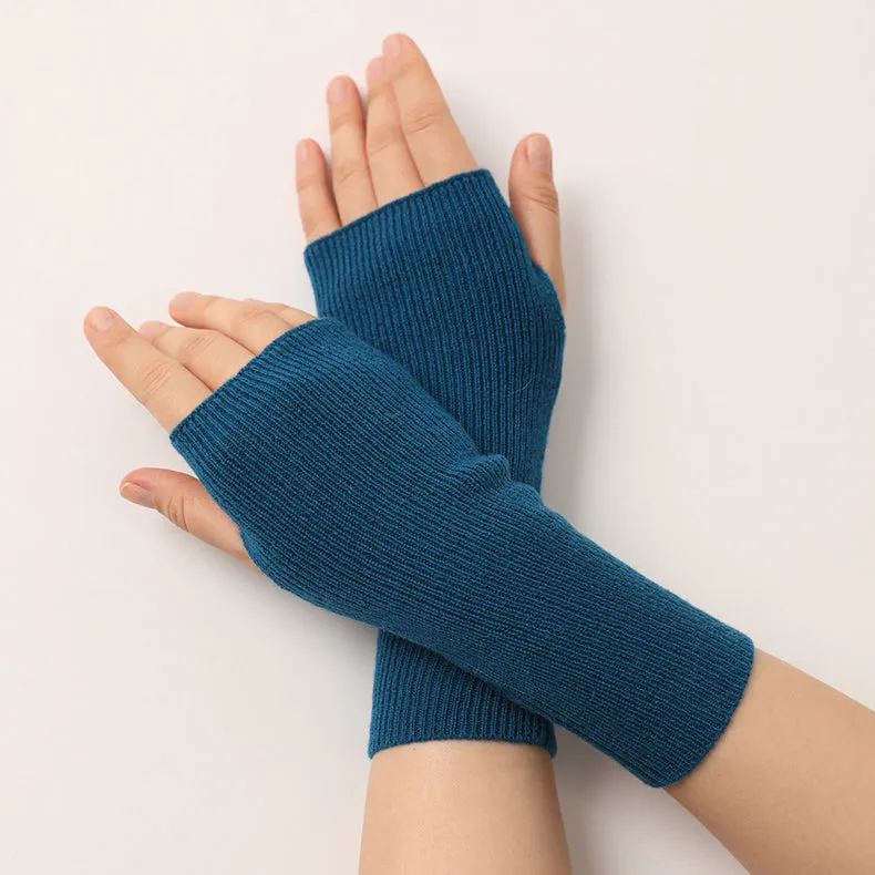 Women 100% Cashmere Gloves Long Fingerless Gloves Winter Warmer Mittens for Ladies