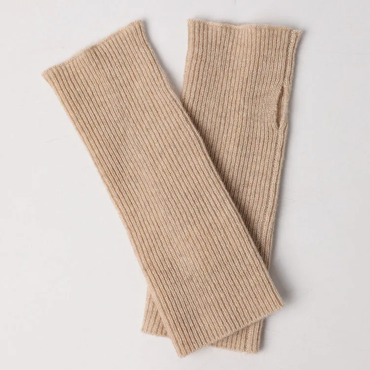 Women 100% Cashmere Gloves Long Fingerless Gloves Winter Warmer Mittens for Ladies