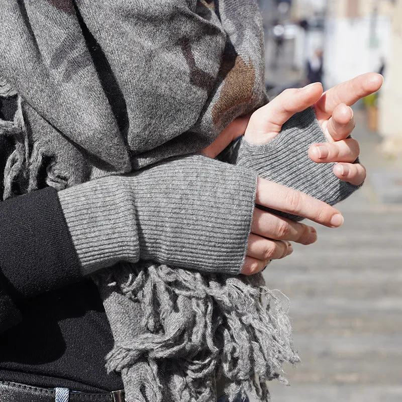 Women 100% Cashmere Gloves Long Fingerless Gloves Winter Warmer Mittens for Ladies