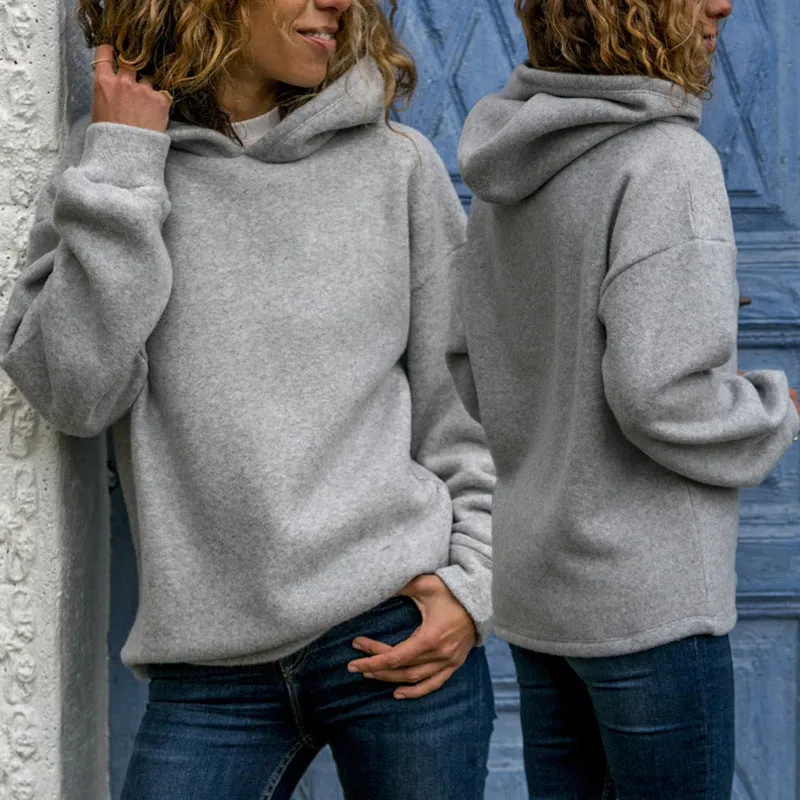 Women's Solid-color Hoodies Pullover Sweatshirt