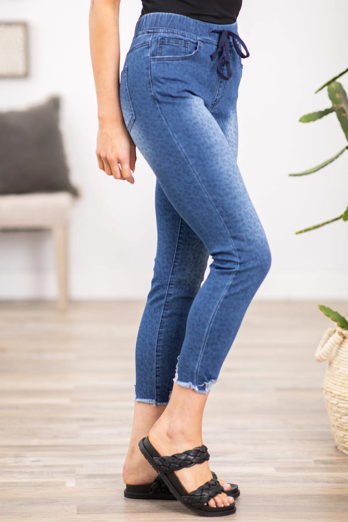 YMI Animal Print Ankle Jogger Jeans