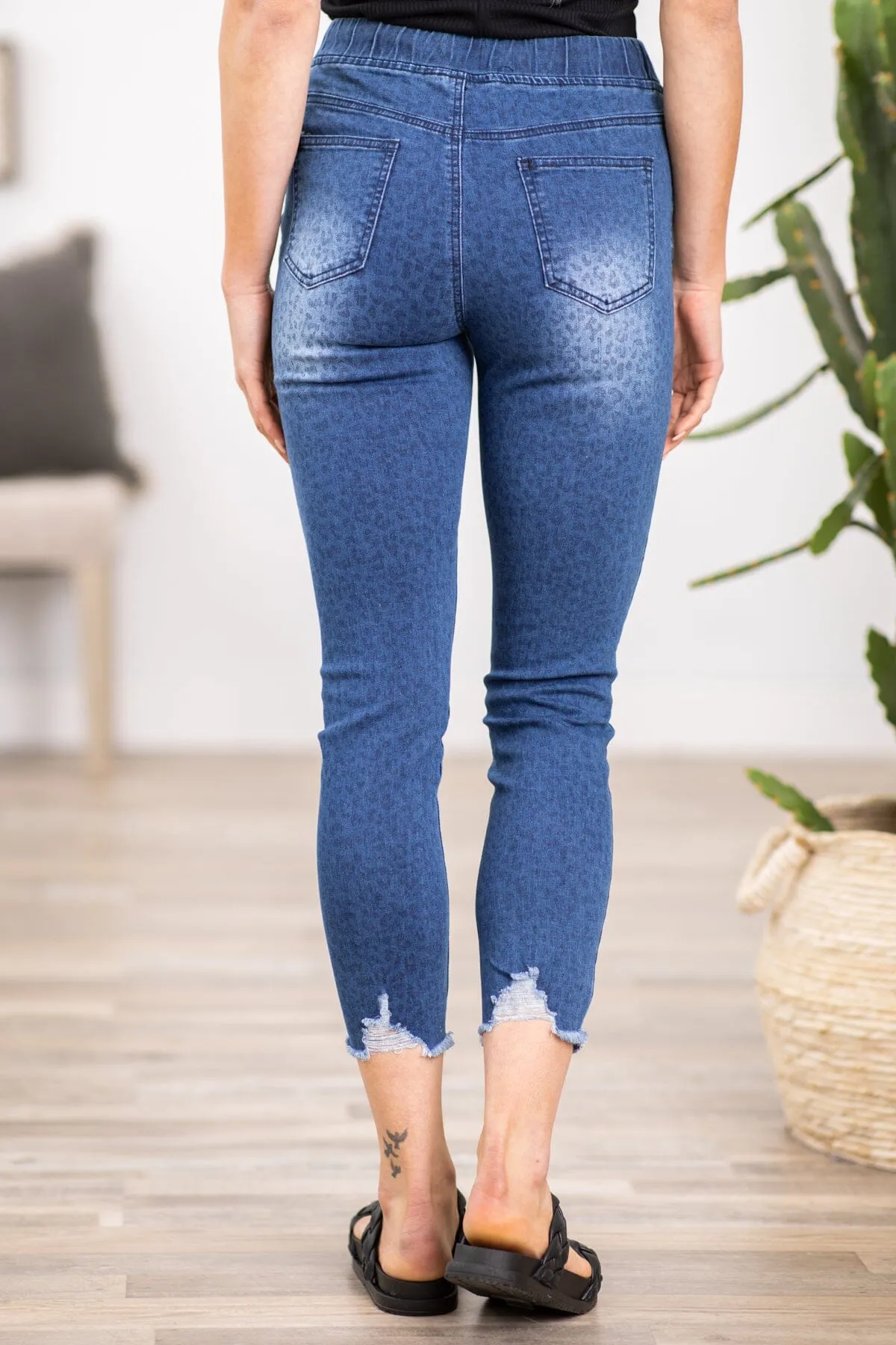 YMI Animal Print Ankle Jogger Jeans