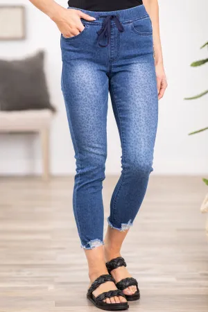 YMI Animal Print Ankle Jogger Jeans