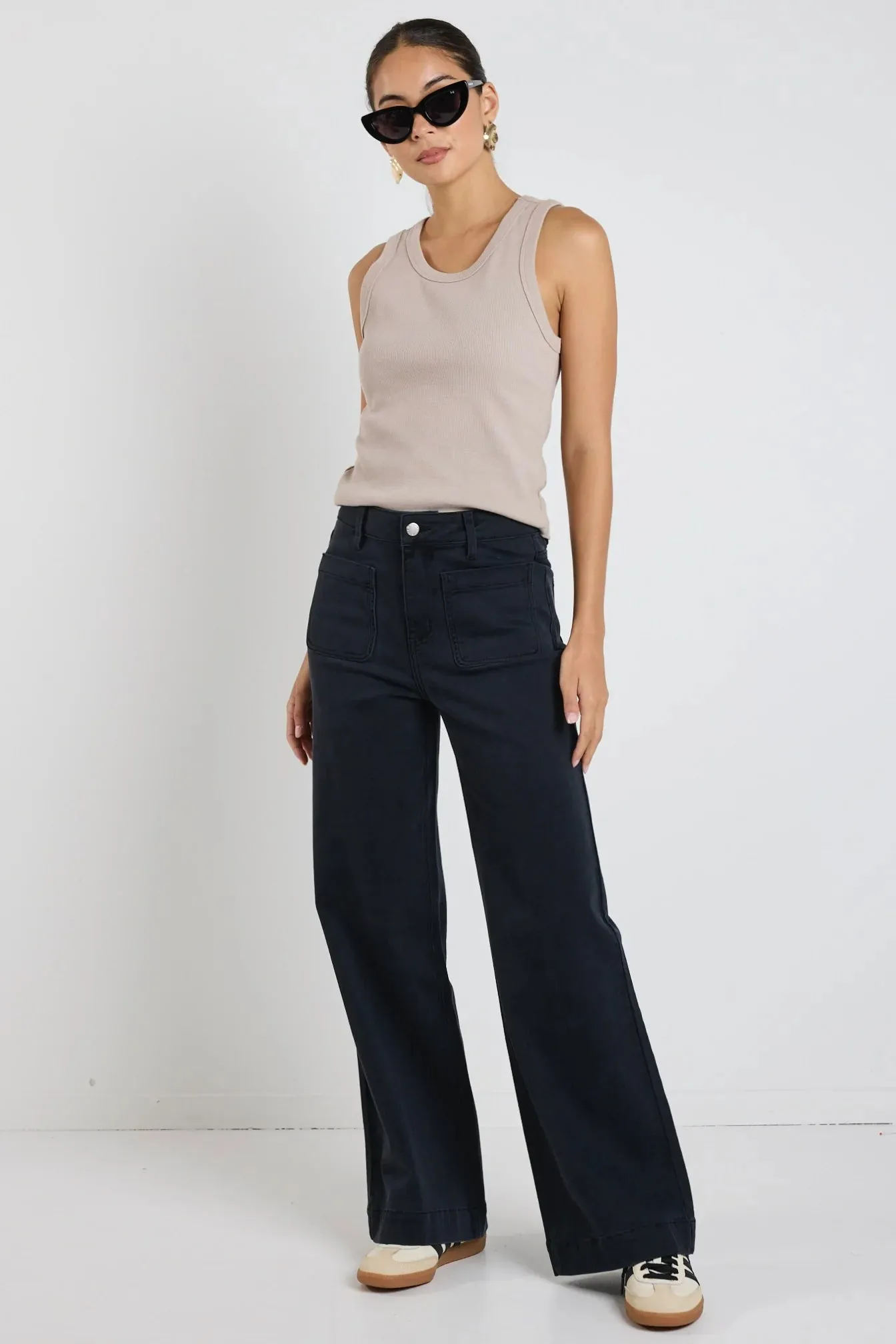 Zoey High Rise Wide Black