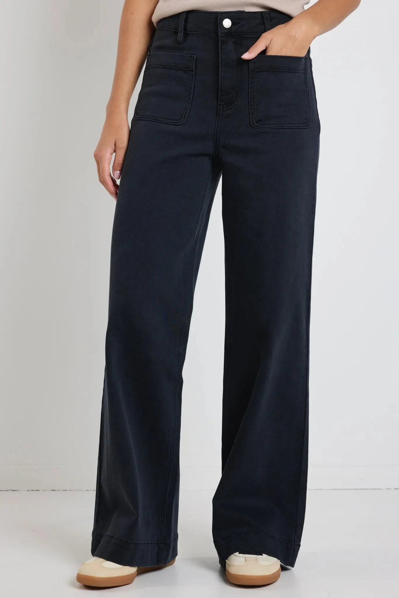 Zoey High Rise Wide Black