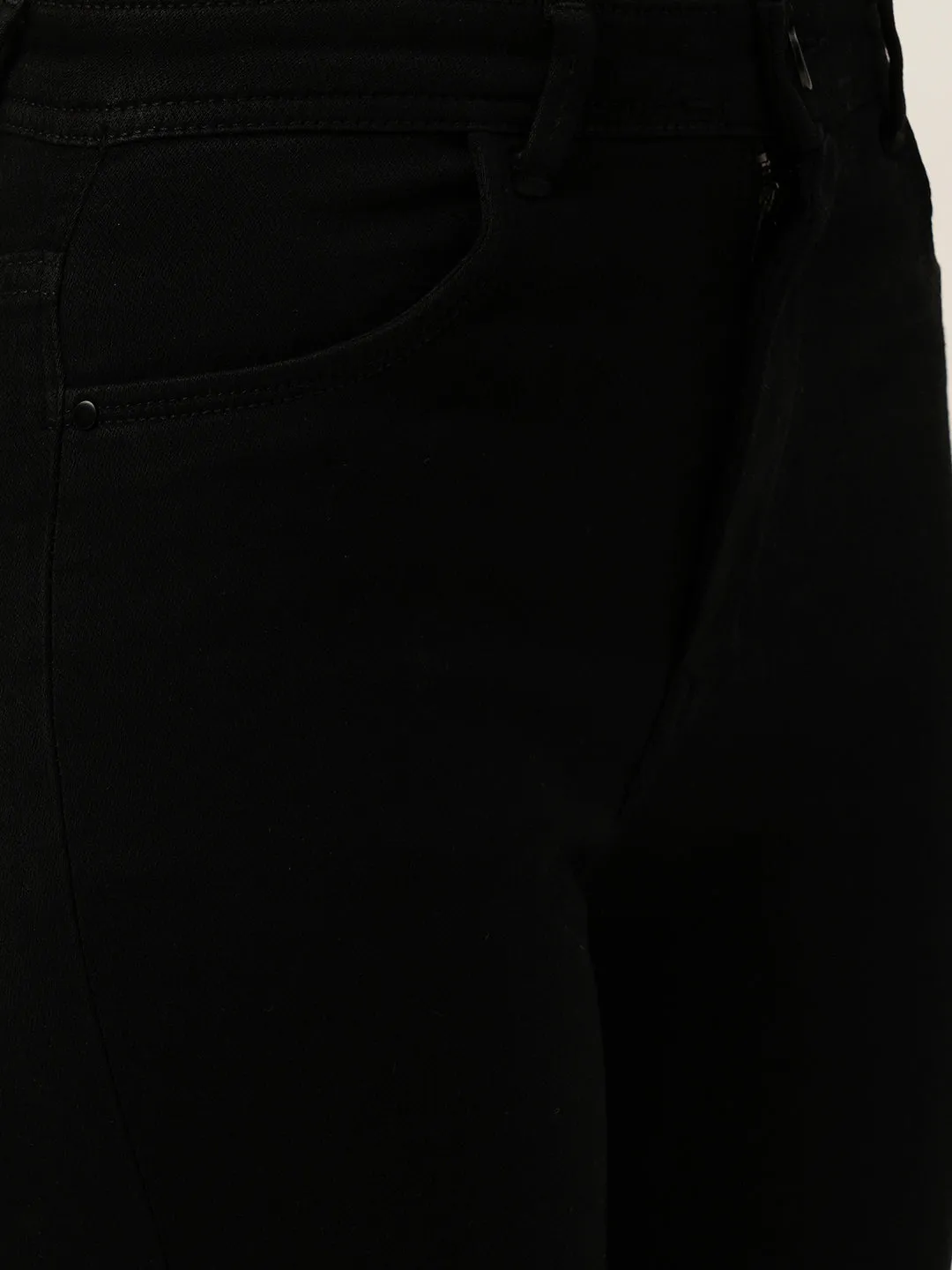 ZOLA Exclusive Ankle Length Denim Stretchable Black Flared Jeans For Women