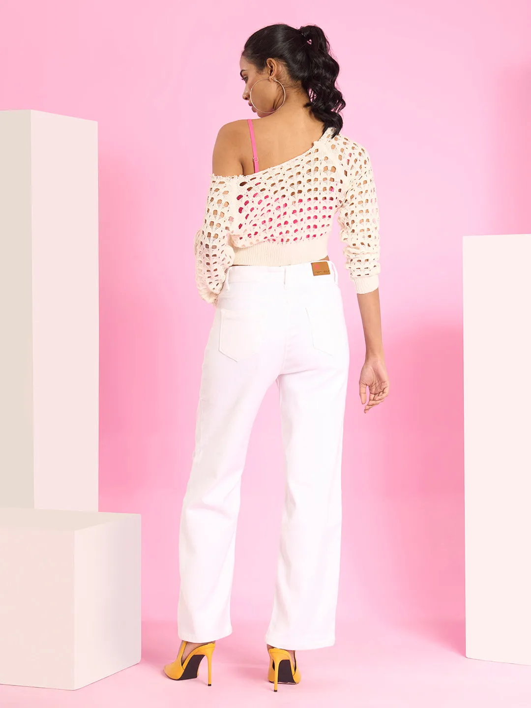 ZOLA Exclusive Denim Clean Look Clean Look Stretchable White Flared Jeans For Women