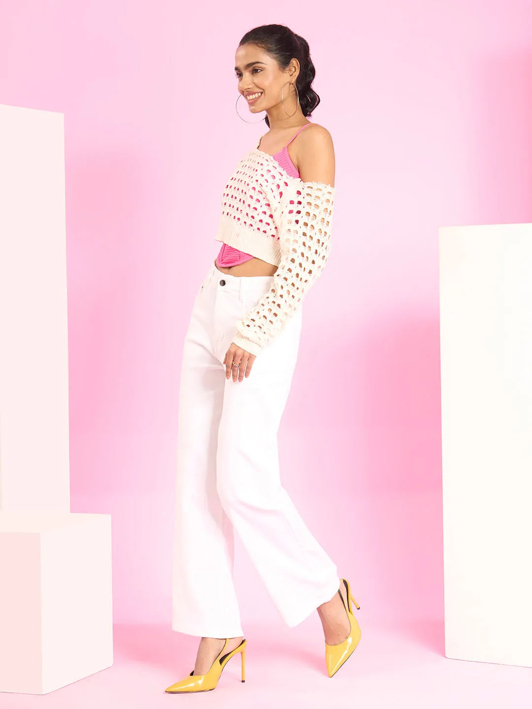 ZOLA Exclusive Denim Clean Look Clean Look Stretchable White Flared Jeans For Women